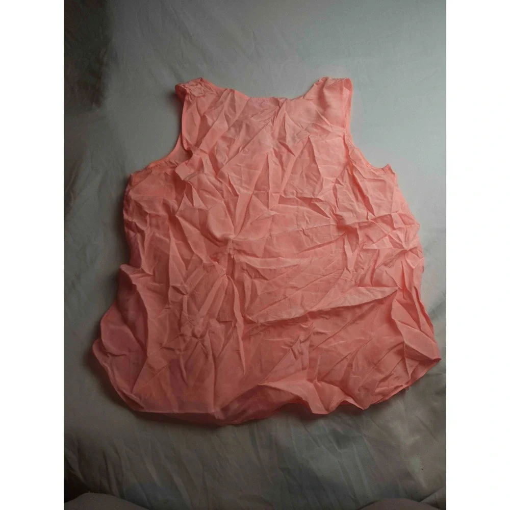 Lilly Pulitzer Tank Top Womens Size XL Pink Woven Silk Pleated Sleeveless Blouse
